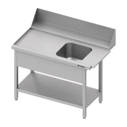 Stalgast Edelstahl Zulauftisch Mit Becken, Grundboden Und 20 Cm Aufkantung, 1400 Mm Breit, Anbauseite Links