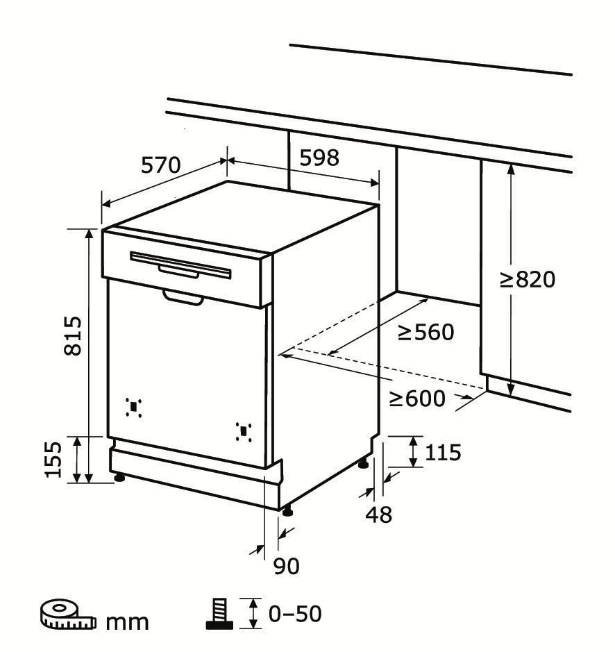 Exquisit Geschirrspüler EGSP2113-EB-030E Inox | Einbaugerät, Teilintegriert | 13 Maßgedecke | Inox 6 Exquisit Geschirrspüler EGSP2113-EB-030E Inox | Einbaugerät, Teilintegriert | 13 Maßgedecke | Inox – Bild 6