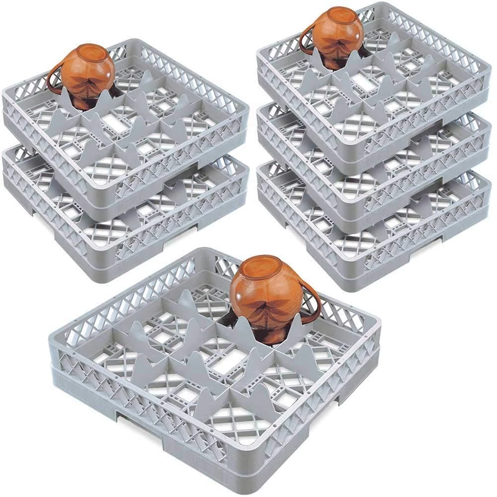 6x Spülkorb Für Geschirr Und Gläser, LxB 500 X 500 Mm, 9 Fächer, Lichtes Fachmaß 150 X 150 Mm, Grau 1 6x Spülkorb Für Geschirr Und Gläser, LxB 500 X 500 Mm, 9 Fächer, Lichtes Fachmaß 150 X 150 Mm, Grau